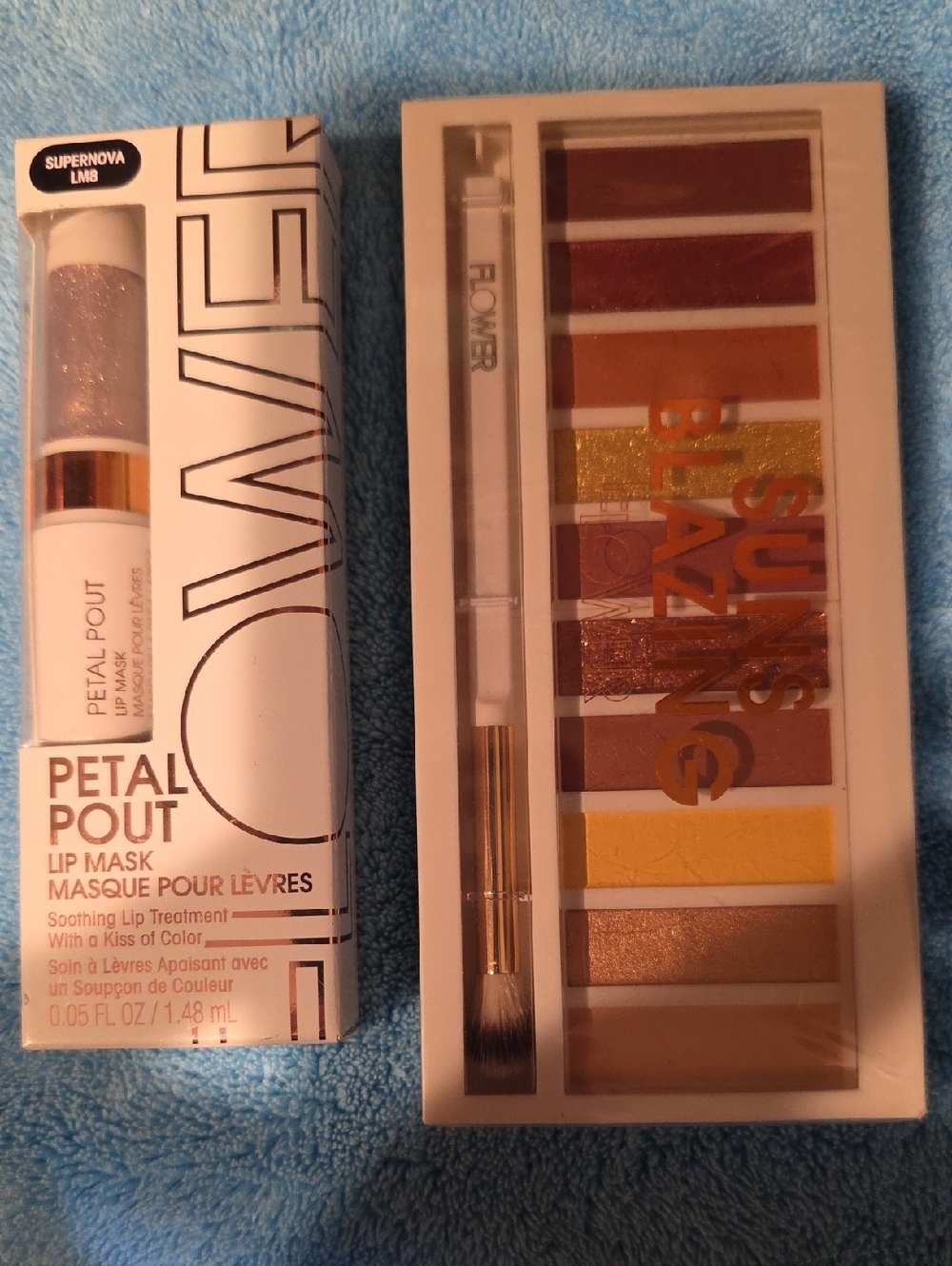Beauty Sunset Blazing Eyeshadow Palette & Petal Pout Lip Mask - Brown & Gold